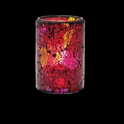 Red & Gold Crackle Glass Cylinder Lamp