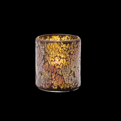 Gold Crackle Glass Votive Lamp